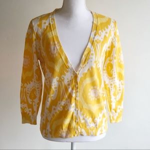 J Crew Yellow Patterned Cardigan